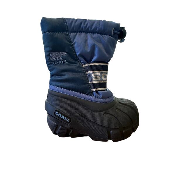 NEW SOREL Cub Snow Winter Boots Insulated Blue Black Wind Water Reisistant 5T - Picture 1 of 8